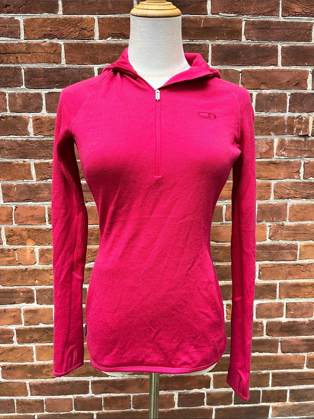 Icebreaker Merino Wool Half-Zip Hoodie in Pink
